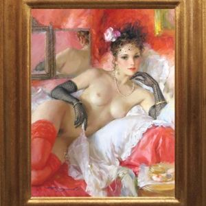 Semi nude Art Konstantin Painting Prints Framed Wall Decor